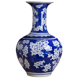 Chino antiguo hecho a mano azul y blanco de cerámica de porcelana casa decoración de piezas florero