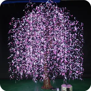 Arbre de <span class=keywords><strong>saule</strong></span> pleureur d'extérieur, plante artificielle décorative éclairée par LED, <span class=keywords><strong>blanc</strong></span> chaud, matériau <span class=keywords><strong>en</strong></span> cuivre, indice de protection IP65, Noël, Halloween - Product Image 2