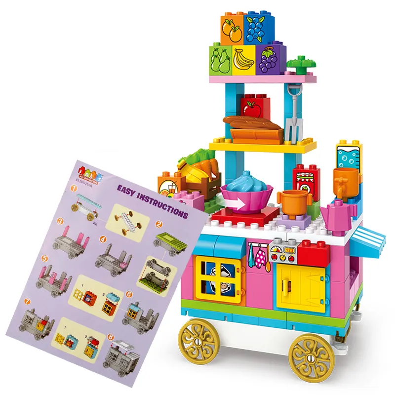 Shantou JDLT горячая Распродажа игрушек для детей DIY образовательные ABS пластиковые Кухонные серии 90 шт. большие частицы строительные блоки