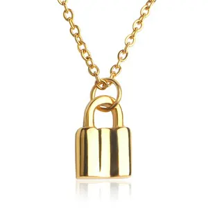 Popular Fashion 18K Gold Plated Key Lock Locket Pendant Necklace Jewelry Girl