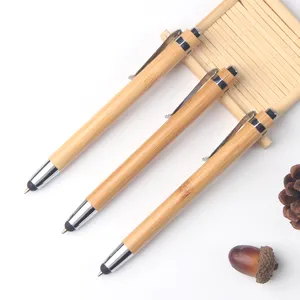 Pena bambu pribadi penjualan langsung pemasok Harga Murah pena stylus bambu Logo kustom