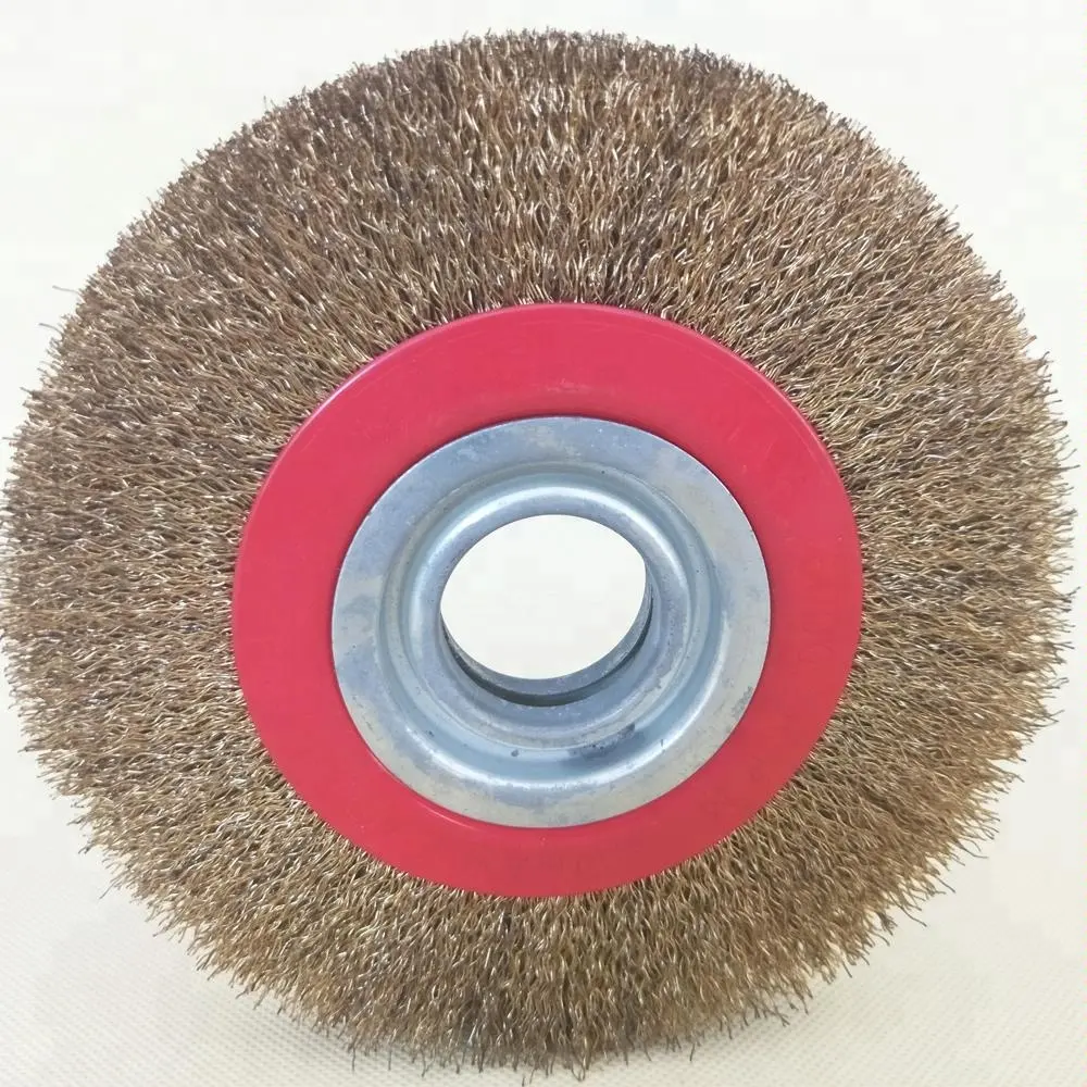 200mm 250mm 300mm Rotary Copper Wire Brush Crimp Bevel Wheel  For Bench Grinder 