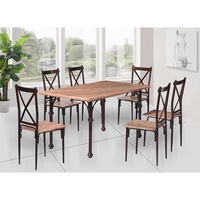 Juego de Comedor de 6 Sillas y 1 Mesa, Juego de Mesa de Comedor con Tapa de Melamina para Comedor, Muebles para el Hogar