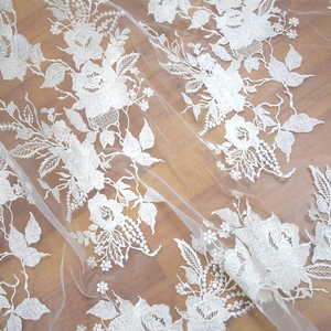 Dubai <span class=keywords><strong>bianco</strong></span> <span class=keywords><strong>Tulle</strong></span> francese disegni ricamati di fiori per abito da sposa in pizzo <span class=keywords><strong>bianco</strong></span> HY0782-2 - Product Image 3