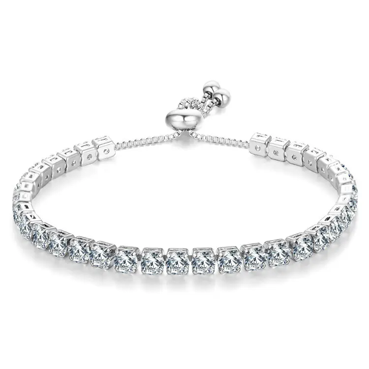 Fashion Luxury Full Diamond Round Cut Shiny AAA CZ Stone Bracelet Zirconia Crystal Adjustable Bracelet