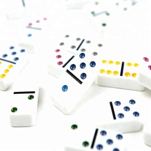 Dominos en mélamine de taille jumbo à double numéro neuf avec pièces à pois de couleur ivoire pour <span class=keywords><strong>jeux</strong></span> et ensembles à grande échelle (écologique) - Product Image 4