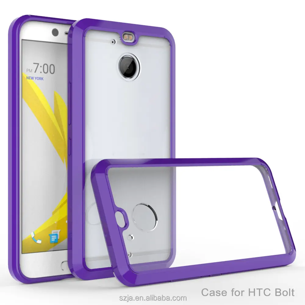 Candy Case Keras Akrilik Transparan Kristal Bumper TPU Warna Permen untuk HTC Bolt/HTC 10 Evo