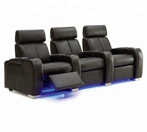 Canapé inclinable avec rétro-éclairage, 3 places en tissu et cuir PU, pour Home cinéma - Product Image 1