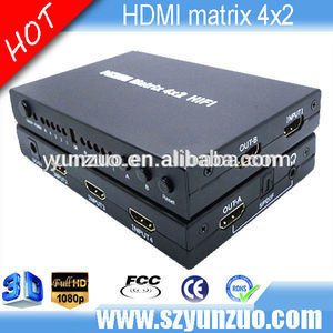 Hdmi splitter <span class=keywords><strong>4</strong></span> 4x2 <span class=keywords><strong>matrix</strong></span> amplificateur switch port d'entrée 1080p <span class=keywords><strong>4</strong></span>& 2 de <span class=keywords><strong>sortie</strong></span> à distance - Product Image 1