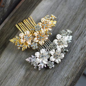 Fatti a mano Capelli di Nozze Pettini per Le Spose Oro/Argento del metallo di colore dei capelli pettini Clip di Capelli a forma di Fiore Accessorio di Cerimonia Nuziale - Product Image 5