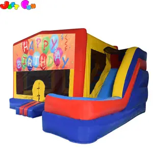 Happy birthday medium slide combo jumping castle for commercial inflatable castle