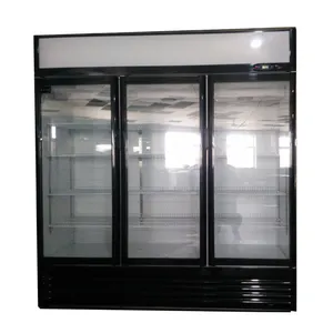 1000L 3ガラスドア直立冷凍庫キャビネット商用冷蔵ディスプレイクーラー