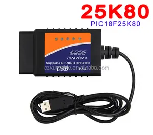 PIC18F25K80 ELM327 V1.5 USB接口OBDII OBD2诊断汽车扫描仪扫描工具电缆