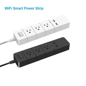 WiFi smart power Strip, protector contra sobretensiones enchufe plano con 3 salidas y 2 puertos de carga USB para Alexa - Product Image 1