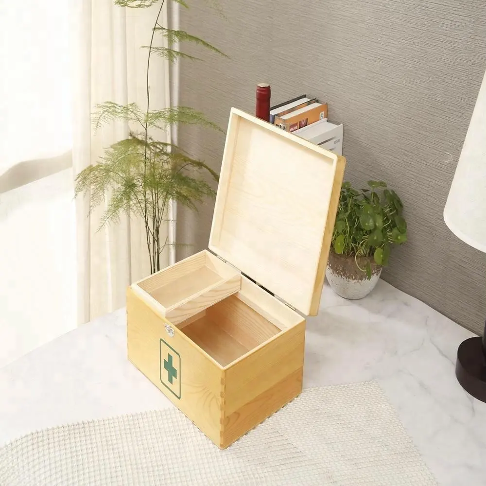 Groothandel solid Houten Ehbo-kit Medische Case Box