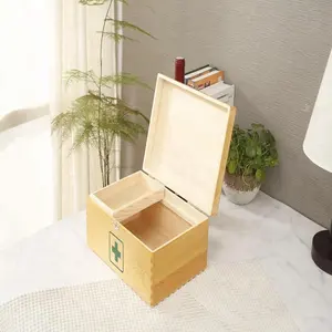 Wholesale solid Wooden First Aid Kit Medical Case Box