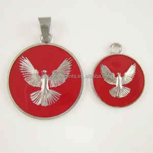Medallón esmaltado rojo bautismo católico <span class=keywords><strong>paloma</strong></span> cristiana <span class=keywords><strong>Espíritu</strong></span> <span class=keywords><strong>Santo</strong></span> Primera Comunión <span class=keywords><strong>Espíritu</strong></span> <span class=keywords><strong>Santo</strong></span> - Product Image 1