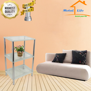 Modern Clear Tempered Glass Bathroom <b>Shelves</b> Side Table Rack - Product Image 3