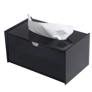 Moderne Zwarte Badkamer Tissues Dispenser Doos Decoratieve Acryl Servet Houder