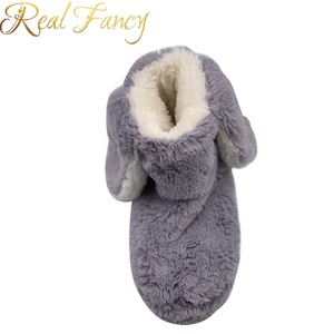 ファッションラビットファーかわいいバニーレディース女性女性プリントアンクルブーツ屋内冬 - Product Image 4