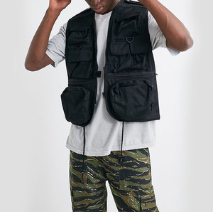 Venta al por mayor logotipo personalizado de alta calidad hombre <span class=keywords><strong>Original</strong></span> Vintage negro utilidad chaleco táctico con bolsillos - Product Image 2