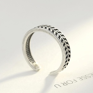 แหวนดีไซน์รูปใบไม้ czcity แหวนเงินสเตอร์ลิง925เงินครบรอบเครื่องประดับไทยแหวนย้อนยุค MIDI วินเทจ - Product Image 5