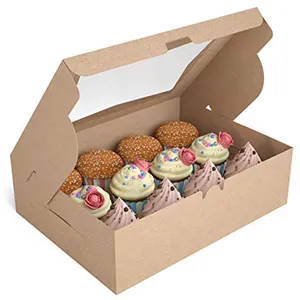 Tùy chỉnh các tông bánh trắng với cửa sổ đóng gói hộp 4 lỗ và 6 lỗ nướng cupcake hộp cupcake hộp 12 lỗ