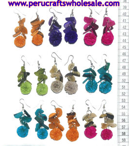 Pendientes colgantes coloridos de Romero hechos a mano de moda peruana inusual joyería hecha a mano - Product Image 2
