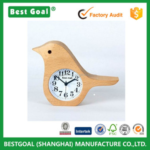 Horloge de bureau style oiseau, silencieuse, sans tic-tac, en bois fait main, horloge de bureau avec alarme - Product Image 2