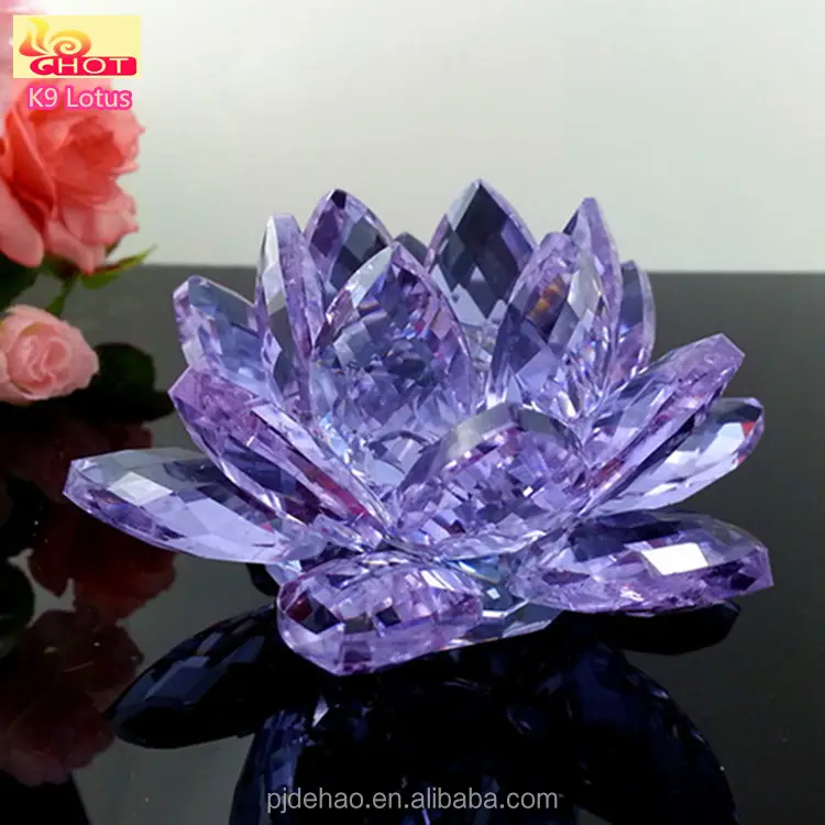 Atacado bela cristal lembrancinha azul flor de lotus