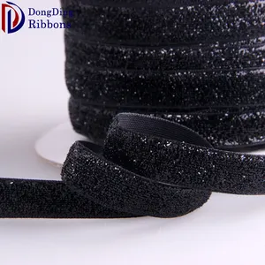 Черная нейлоновая бархатная Блестящая лента 1,5 см для аксессуаров для одежды
