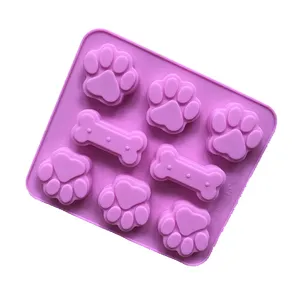 Molde de silicona con forma de hueso de pata de perro, 8 cavidades, fabricación de premios caninos
