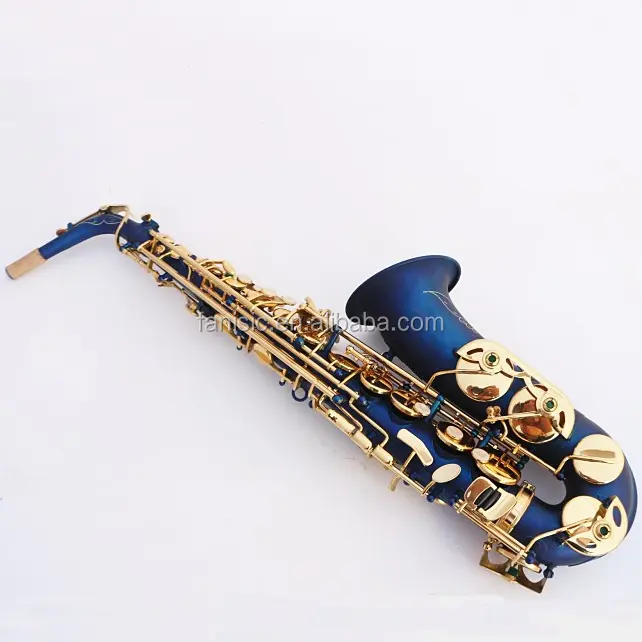 Saxofone azul china alto saxofone com hone acabado e dourado chaves