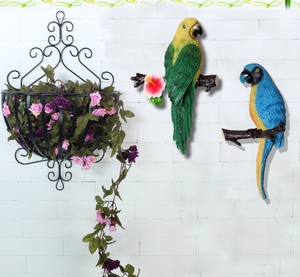 Set di decorazioni murali pappagallo in resina vivida personalizzate con sculture di uccelli tropicali realistiche per la decorazione del giardino domestico - Product Image 2