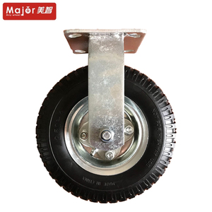 Heavy Duty Industrial Steel Plate Swivel And Fixed Roller Casters 8 zoll Rubber Pneumatic Rigid Wheels - Product Image 2