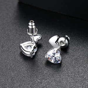 LUOTEEMI Coreano Della Vite Prigioniera Del Cuore Orecchini A AA Cuore Taglio Cubic Zirconia Orecchino Delle Donne Alla Moda di Modo di Marca del Commercio All'ingrosso Dei Monili - Product Image 6
