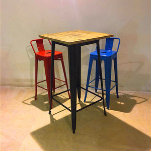 Sillas de respaldo de alta calidad, taburete <span class=keywords><strong>y</strong></span> mesa de <span class=keywords><strong>Bar</strong></span> de Metal de estilo Retro - Product Image 2