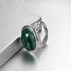 Onier degli uomini anello perfetto fabbrica di gioielli malachite anello della pietra preziosa lunetta impostazione all'ingrosso fatti a mano anello musulmano per gli uomini - Product Image 2