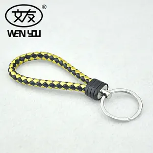 Các Nhà Sản Xuất Bán Buôn Kim Loại Bện Dây Tùy Chỉnh Keychain Dệt Da Keychain Dệt Vòng Chìa Khóa Cho Xe