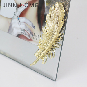 Vàng Đen <span class=keywords><strong>4X6</strong></span> Glass Khung Ảnh Long Lanh Khung Hình Với Lông Vàng Cho Đám Cưới Gia Đình Trang Trí Nội Thất - Product Image 3