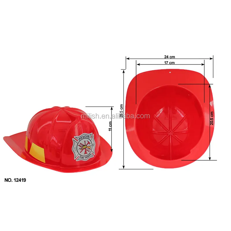 Partito novità fuoco capo pompiere casco cappello mh-2033 giocattolo di plastica rosso