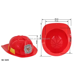 Topi Helm MH-2033, Topi Helm Mainan Plastik Merah Pemadam Kebakaran