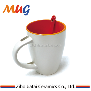 Khuyến Mãi Barrel Shape Trắng Spoon Mugs Cho Thăng Hoa In Ấn Với Hai Giai Điệu Màu Sắc Gốm <span class=keywords><strong>Mug</strong></span> - Product Image 5