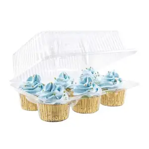 Özel temizle PET Clam Shell Cupcake kutusu plastik kek dilim konteynerler