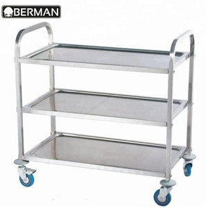 Berman Hotel Restaurant Metal 3 Tier Buffet Food Transport <strong>Serving</strong> <strong>Trolley</strong>/ Cart - Product Image 1