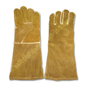 Guantes de soldadura Tig de cuero dividido de piel de vaca de alto estándar Guantes de seguridad de uso diario con costuras totalmente soldadas y algodón para el pulgar del ala - Product Image 1