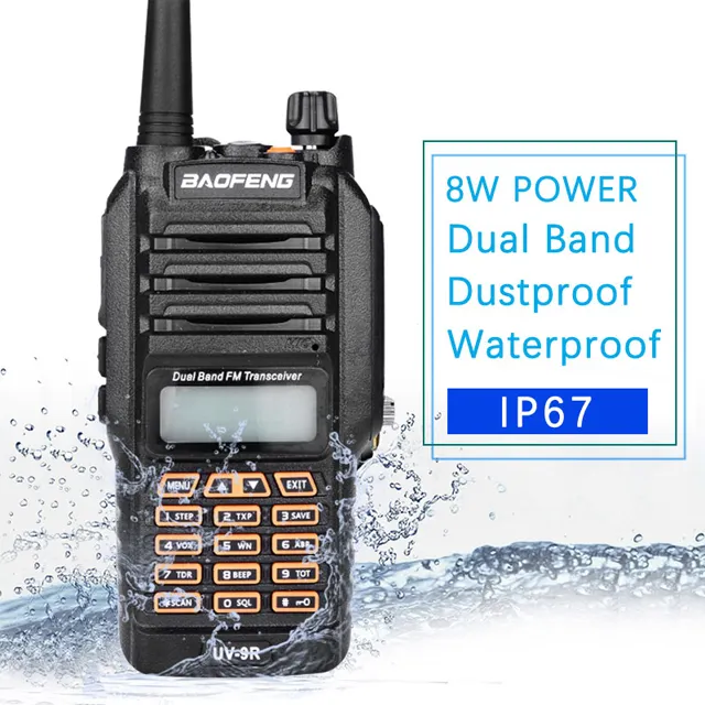 Baofeng BF-UV9R- Walkie Talkie Tahan Air Keamanan Manual Modulasi Frekuensi Penerima UV Dual Band Antena Radio Walkie Talkie