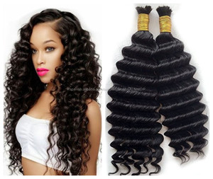 <span class=keywords><strong>l</strong></span> sin brasileño de la trama de la onda profunda cabello humano trenzado a granel Remy trenzas de cabello humano puede - Product Image 1