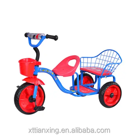 Tricycle dessin animé pour enfants, 2 places, double triporteur pour jumeaux, vente en gros en ligne en chine