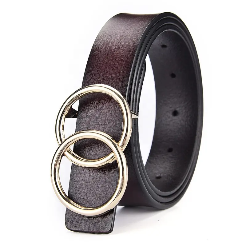 Fashion Women Leather Belts for Pants Jeans dresses Waist Ladies Designer Belts with O ring Golden Buckle